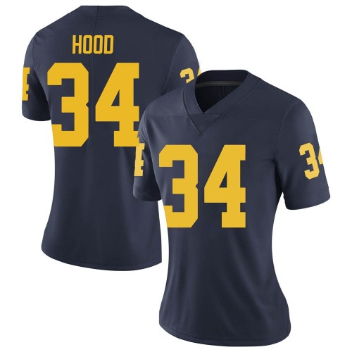 Jaydon Hood Michigan Wolverines Women's NCAA #34 Navy Limited Brand Jordan College Stitched Football Jersey CXQ1254QY